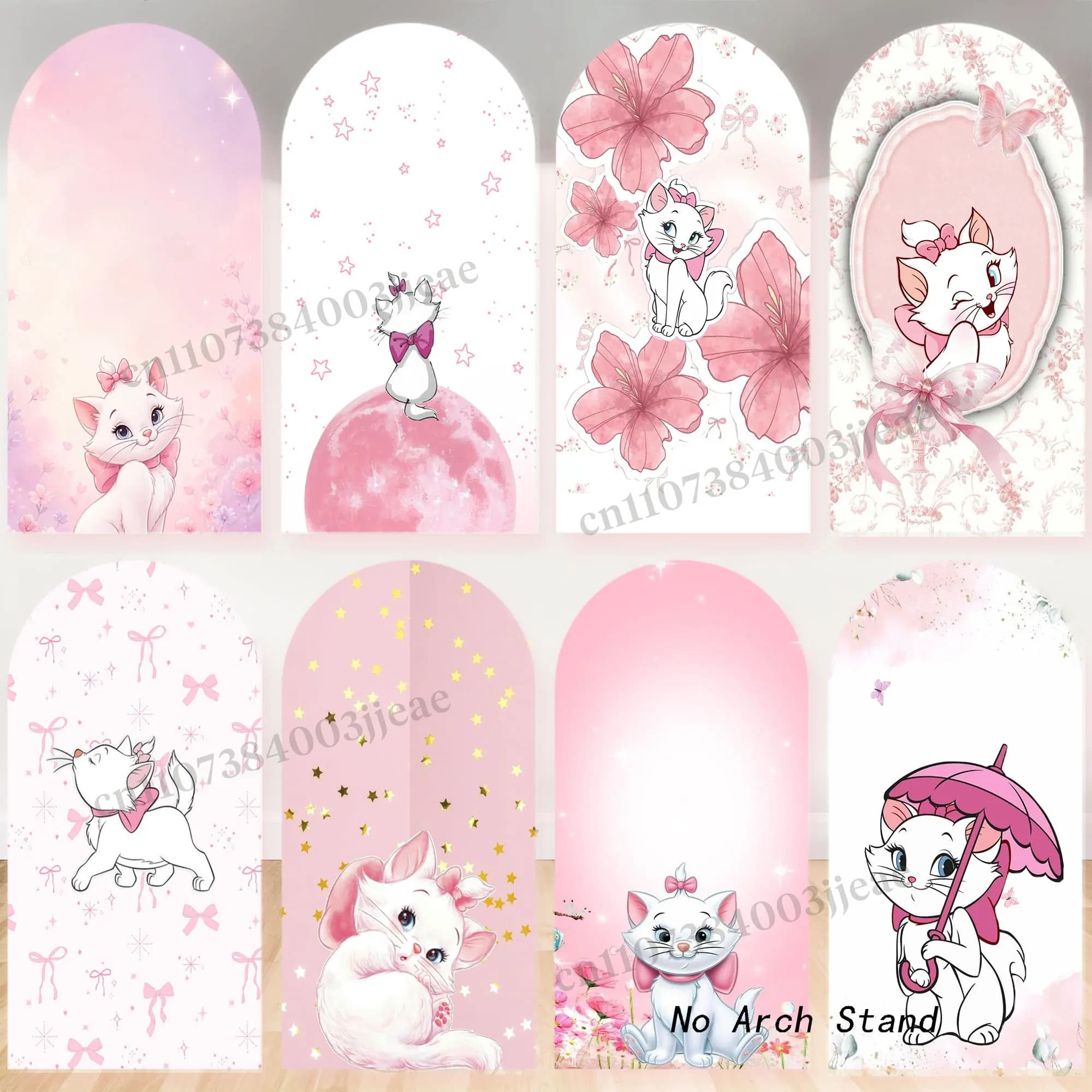 Mary Cat Arch Backdrop Pink Photo Cover Girl 1st Birthday Party Baby Shower Decor Photography Stretch Background Studio Supplies