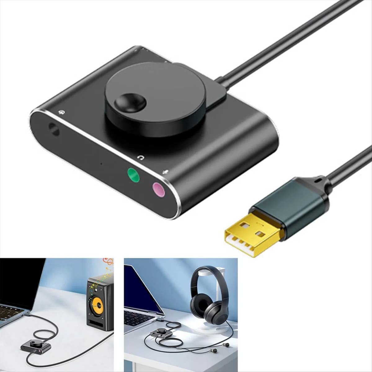 A002 Scheda audio esterna USB 3,5 mm Porta microfono per cuffie Convertitore audio senza driver per desktop e notebook Nero