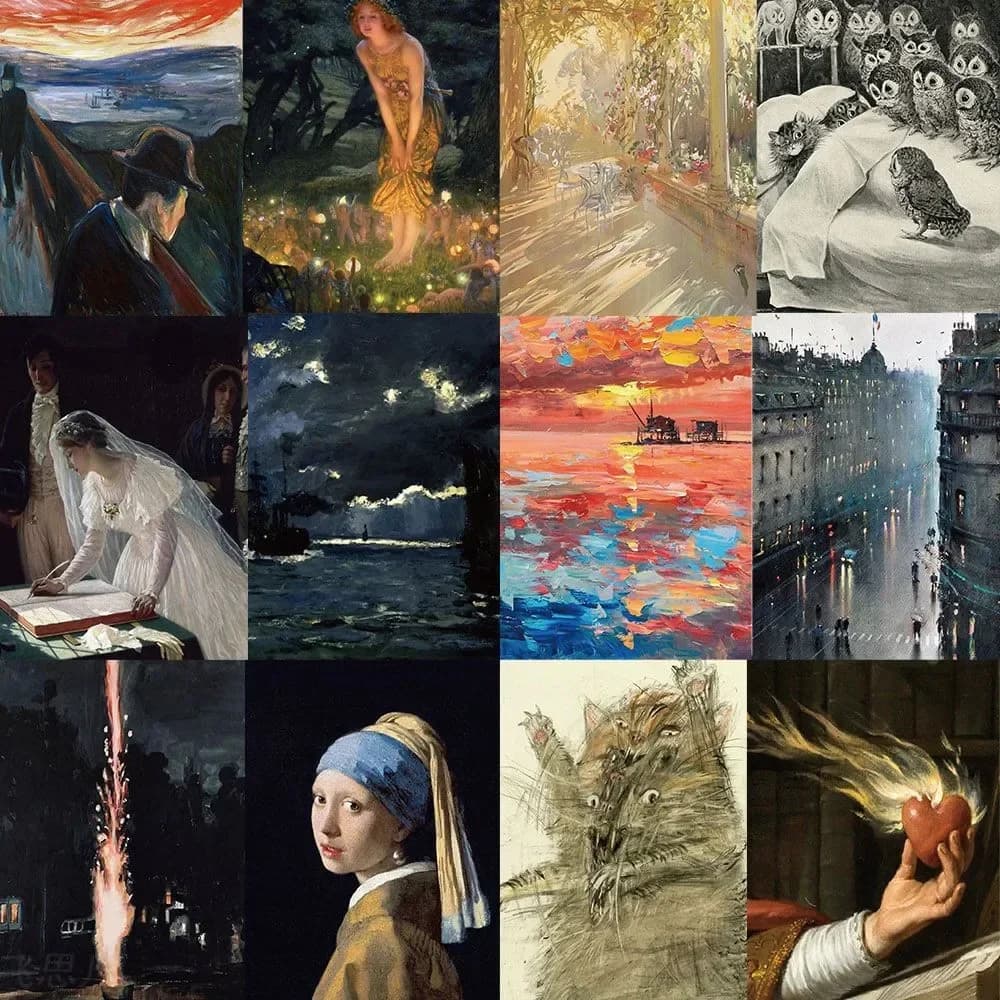 60Pcs Famous Paintings Stickers World Art Famous Paintings 3-7cm Stickers Oil Painting Style Classical Decoration Small Stickers
