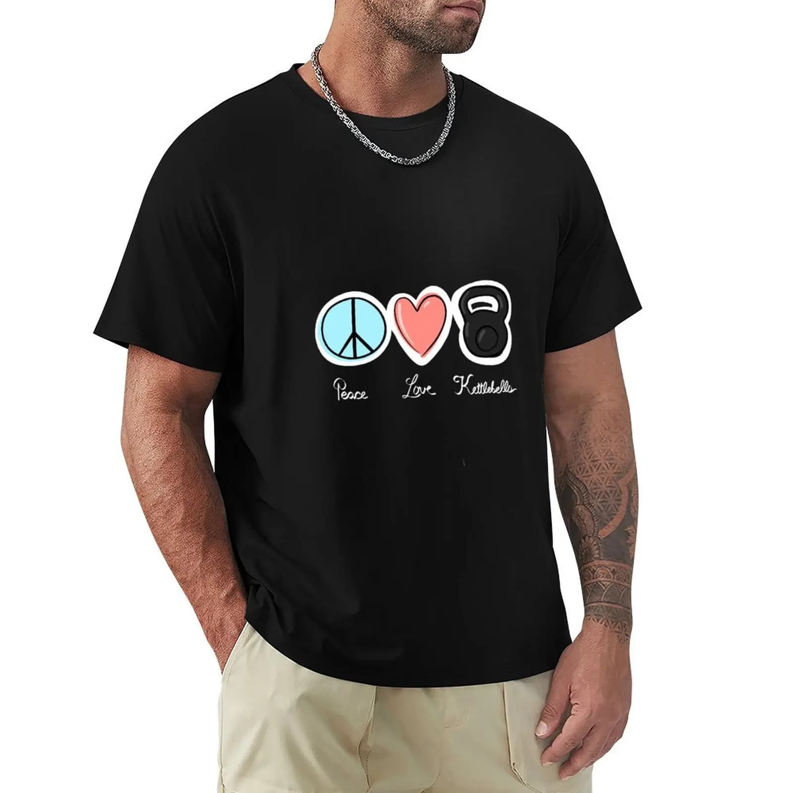Peace Love kettlebells T-Shirt Casual Daily Outfit T-Shirt