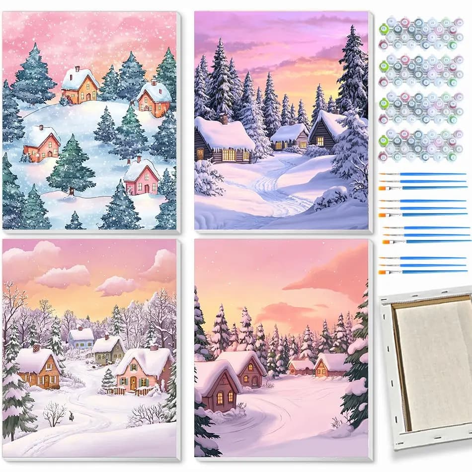 CHENISTORY Snow Scenery Paint By Numbers Unframe Picture Drawing Landscape Paint For Painting For Adults Acrylic