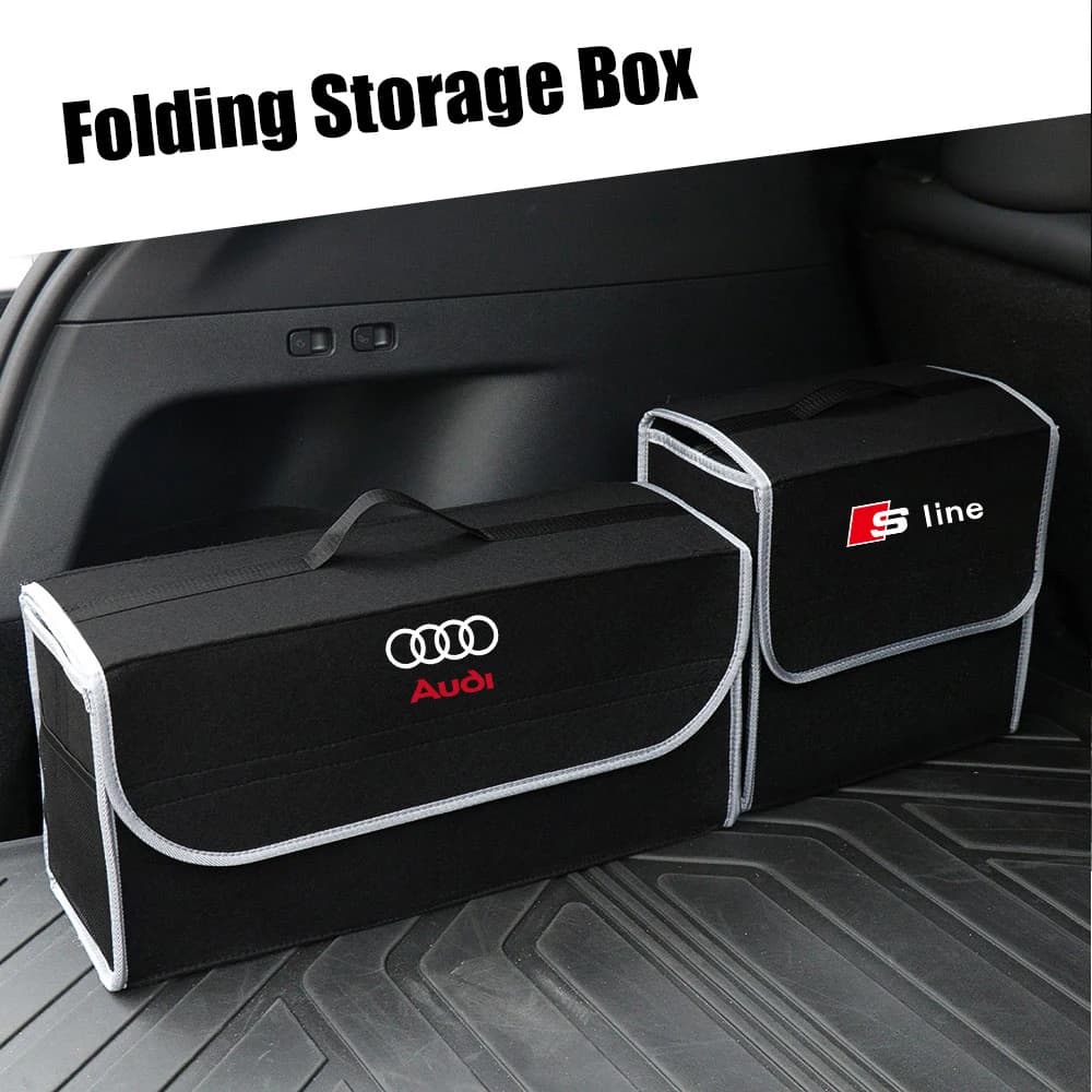 Large Capacity Car Trunk Felt Storage Box Organizer Auto Accessories For Audi Sline TT RS S A3 A4 A5 A6 A7 A8 B7 B8 C5 C7 Q5 Q7