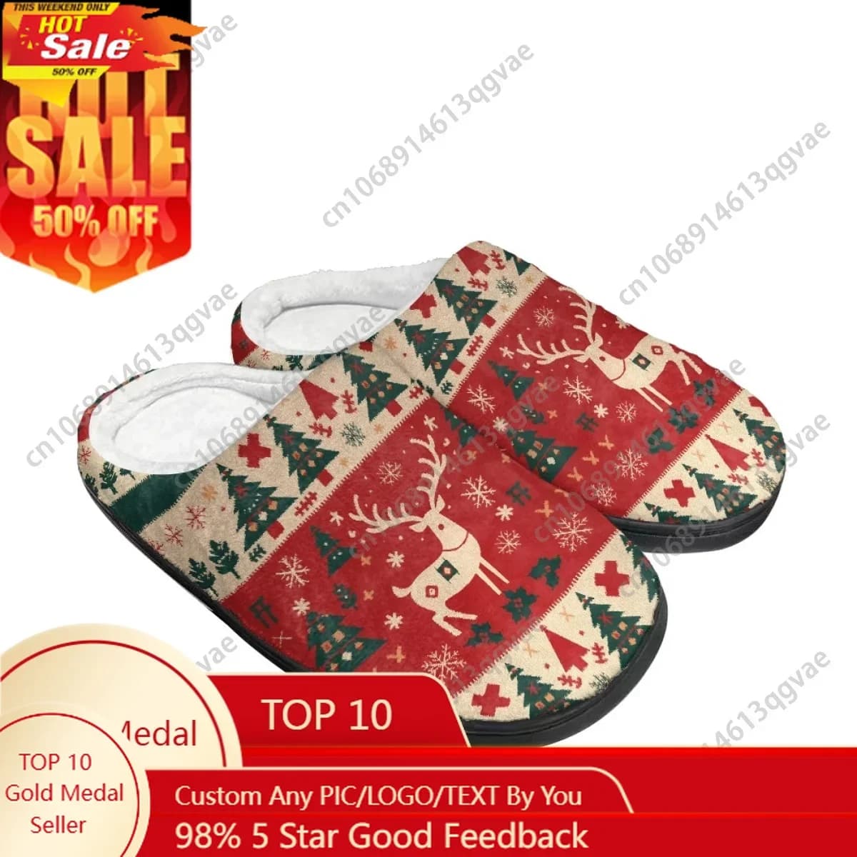 Inverno Natale Fuzzy Elk Vacanza Natale Casa Pantofole in cotone Uomo Donna Adolescente Peluche Camera da letto Mantieni caldo Pantofola personalizzata