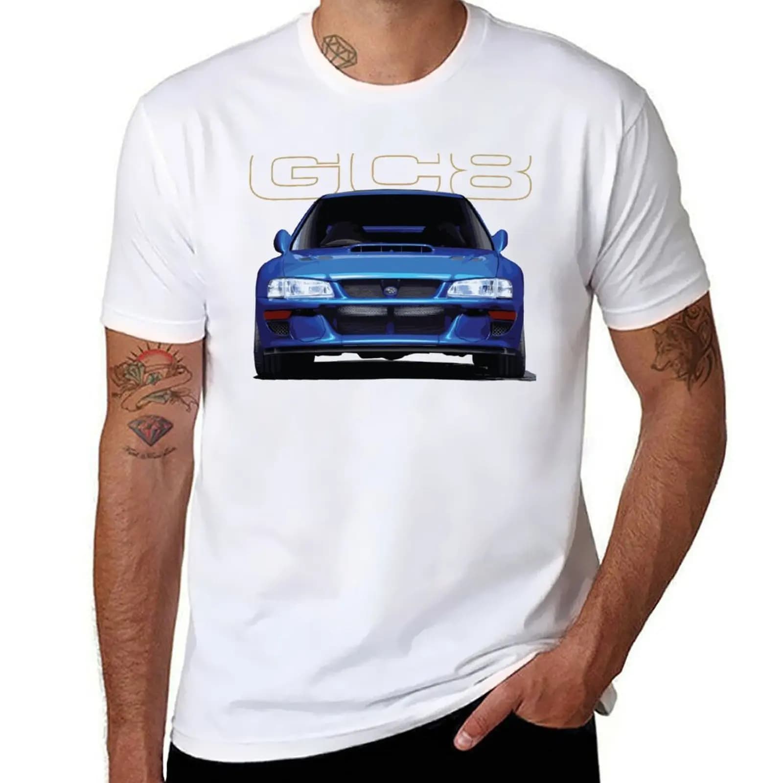 T-Shirt Prodrive P25 JDM Impreza WRX STI GC8 Sonic Blue 22b Restomode Mcrae Burns, Magliette Grafiche da Basket, Abbigliamento Uomo