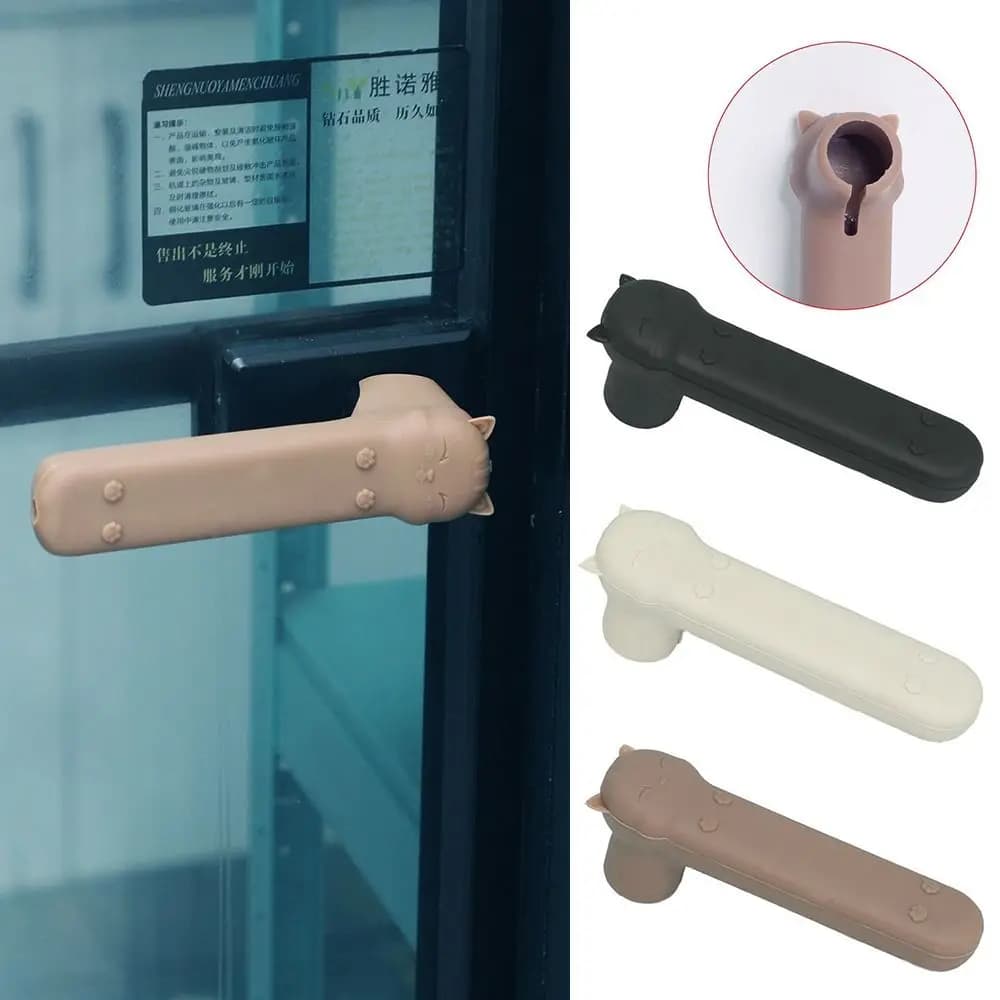 Copertura della maniglia della porta in silicone portatile Copertura della maniglia della porta anti-collisione del gatto del fumetto Copertura della maniglia della porta antistatica a prova di freddo per la casa