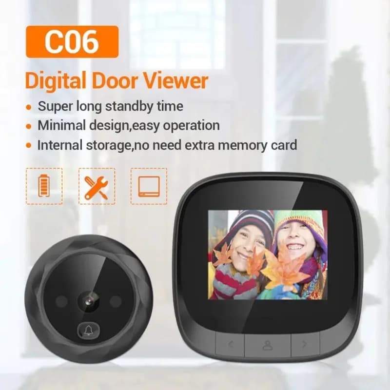 Visualizzatore spioncino digitale WIFI da 2,4 pollici Visualizzatore campanello per porta Videocitofono in standby lungo Telecamera di sicurezza Telecamera HD per visione notturna