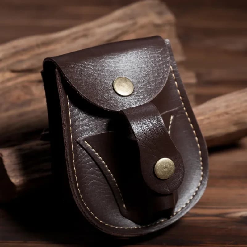 Borsa da caccia in pelle fatta a mano con palline in acciaio Catapulta Fionda Cintura da caccia all'aperto Custodia in pelle Marsupio