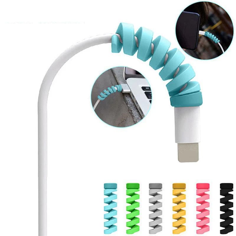 6pcs copertura libera dell'organizzatore del cavo del cavo dell'avvolgitore della bobina del Silicone del protettore del cavo di trasporto per il cavo del caricatore del USB di Apple iphone