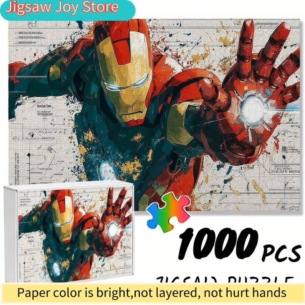 Puzzle Senza Cuciture a Tema Marvel Z10.18-120, Iron Man che Rilascia Energia con il Guanto - Puzzle Fai-da-Te Resistente e Ispessito, per Adulti B