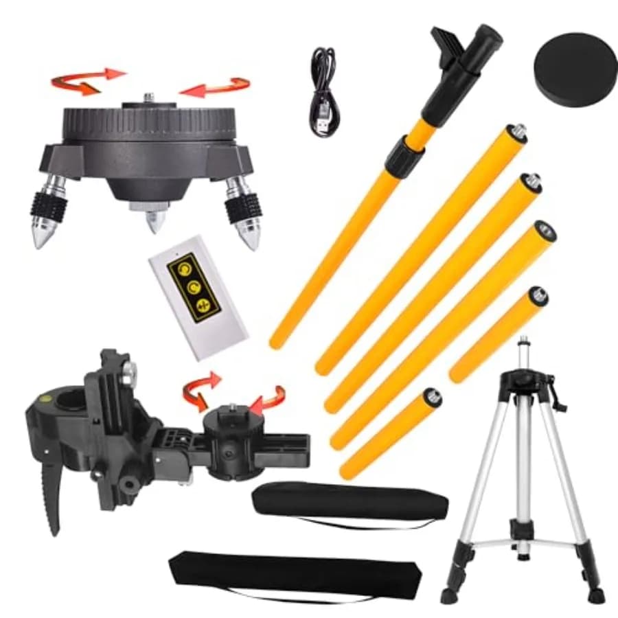 Base Girevole Elettrica per Livella Laser 4,2M con Treppiede da 119 cm e Filettature da 1/4 e 5/8 di Pollice