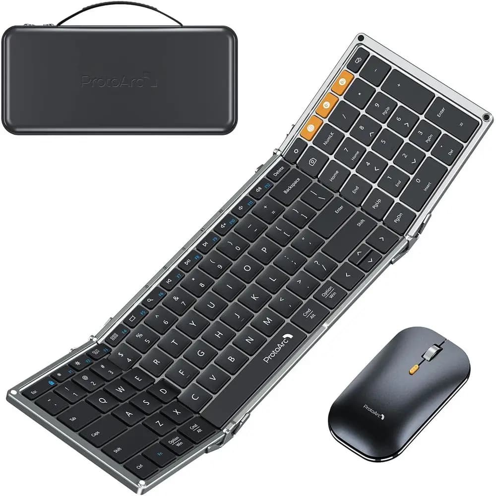 Combo tastiera e mouse wireless portatile a grandezza naturale, ideale per viaggi d'affari, compatibile con laptop, iPad e tablet - B