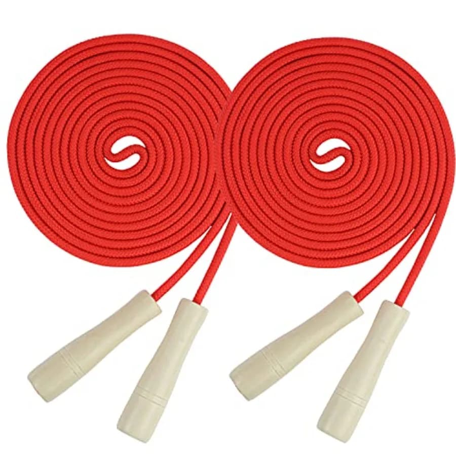 Corda per Saltare Double Dutch 16 Piedi, Confezione da 2, Corda per Saltare Lunga Regolabile con Manico in Legno, Corda per Saltare di Gruppo per Adulti