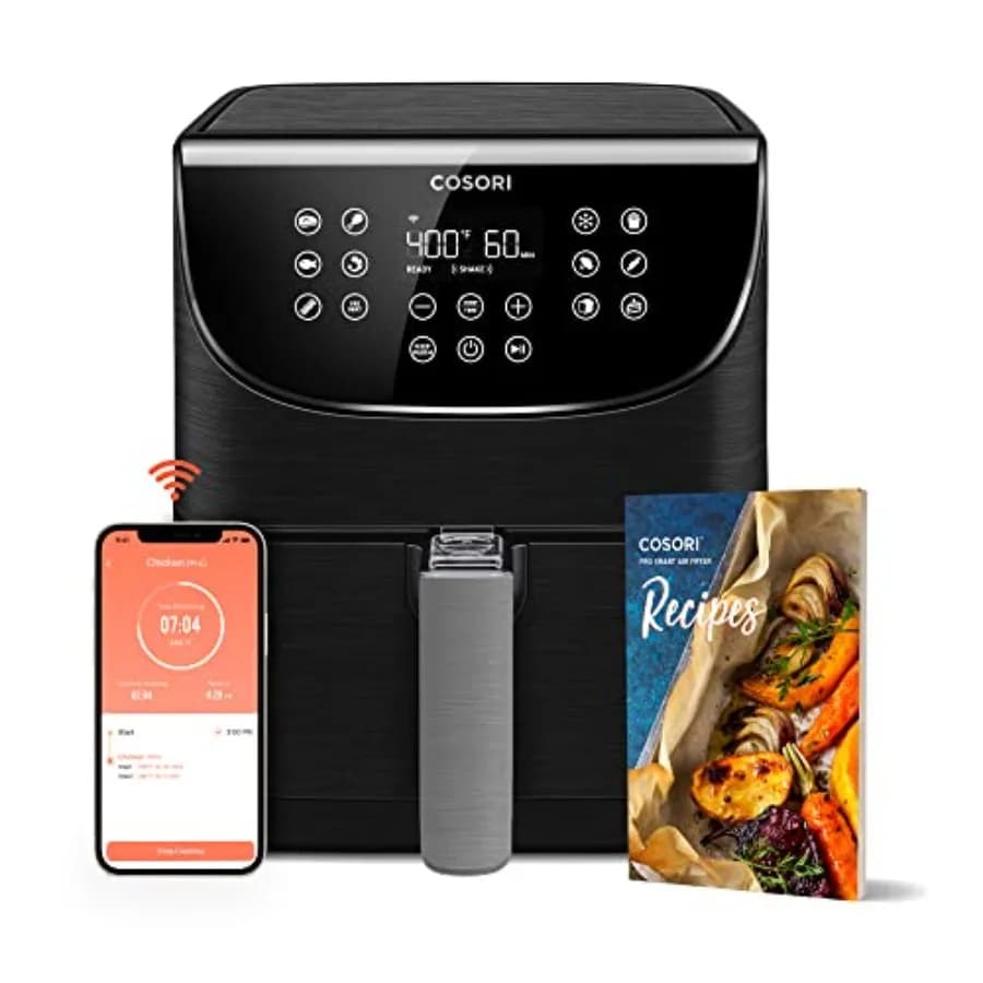 Friggitrice ad Aria 5.8QT Pro Gen Smart 11-in-1, Forno Tostapane per Uso in Cucina, Corpo in Acciaio Inossidabile, Finitura Nera, Controllo Tramite App Intelligente con Alexa