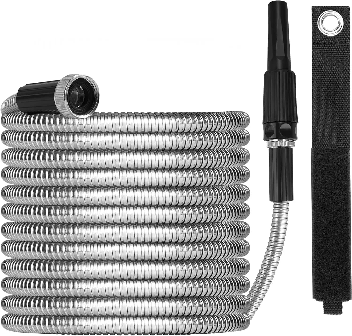 22.8 m Garden Tube in Metal, Super Resistant and Soft, Stainless Steel Home Water Pipe, Robust Garden Tube with Regulator