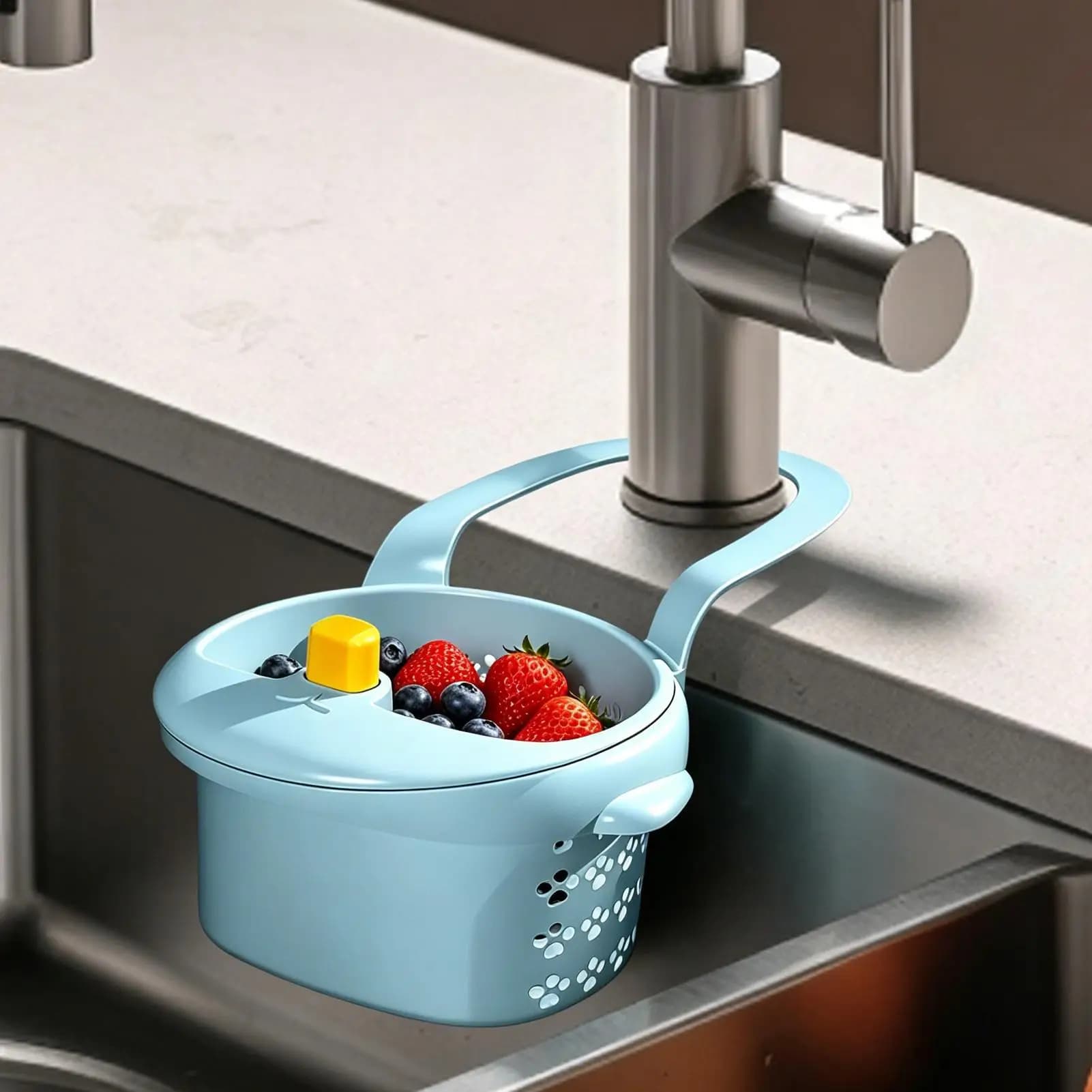 Kitchen Sink Drain Basket Hangable Waste Catcher Colander Sink Food Waste Catcher for Home Bathroom Apartment Countertop