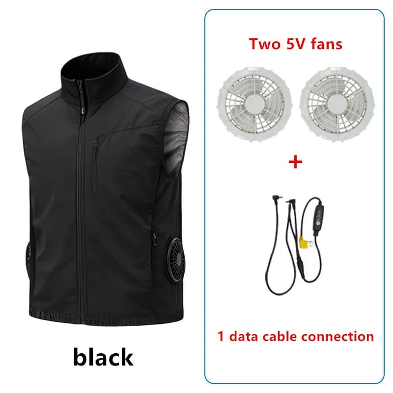 New Side Dual Fan Air Conditioning Vest Summer Outdoor Work Fishing Heatstroke Prevention Cooling Waistcoat（Excluding Power Bank