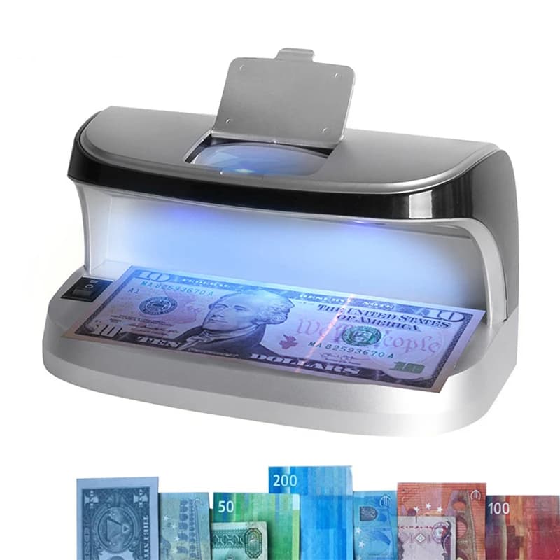 Rilevatore di banconote UV a luce LED Rilevatore di banconote portatile Macchina per il conteggio di valuta estera Rilevatore di banconote Batteria incorporata