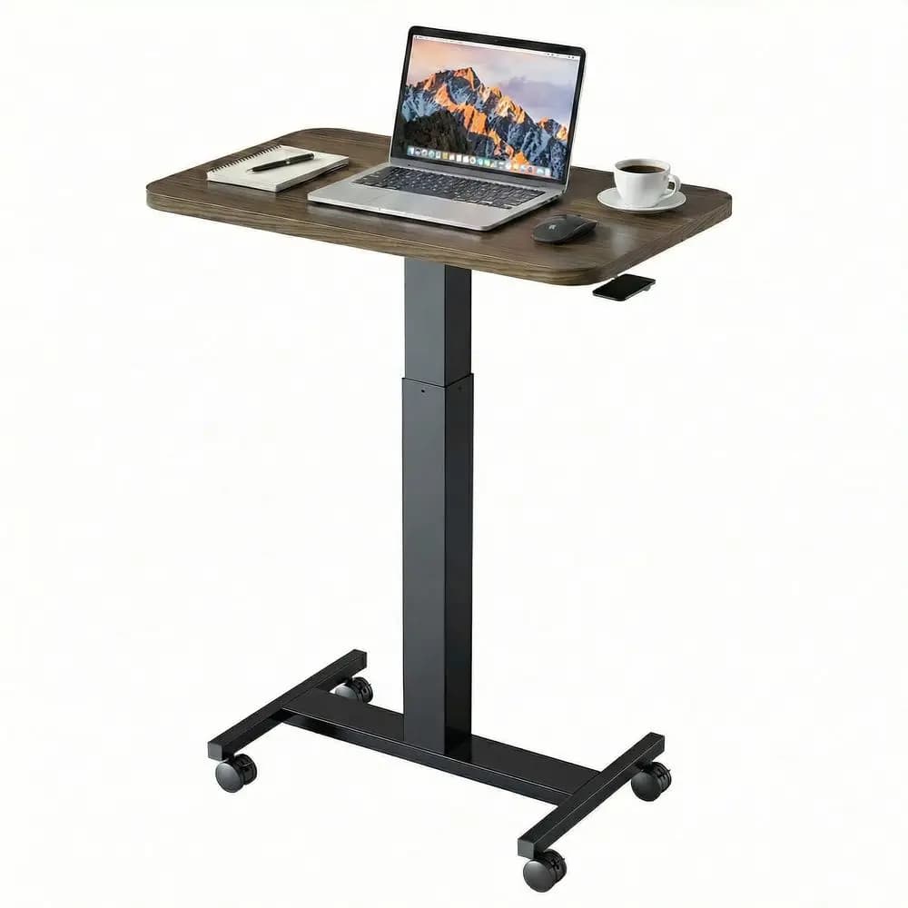Piccola Scrivania Mobile per Laptop, Altezza Regolabile, con Ruote Bloccabili, Postazione di Lavoro Portatile Sit-Stand per