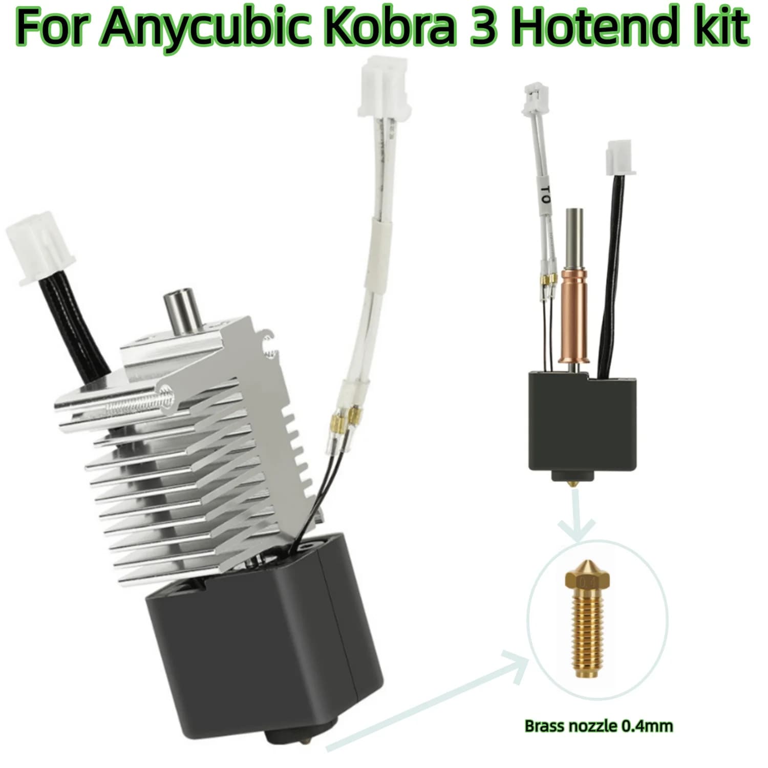 Kit Hotend, Ugello, Termistore, Tubo di Riscaldamento e Blocco Riscaldante per Anycubic Kobra 3 - Accessori di Ricambio