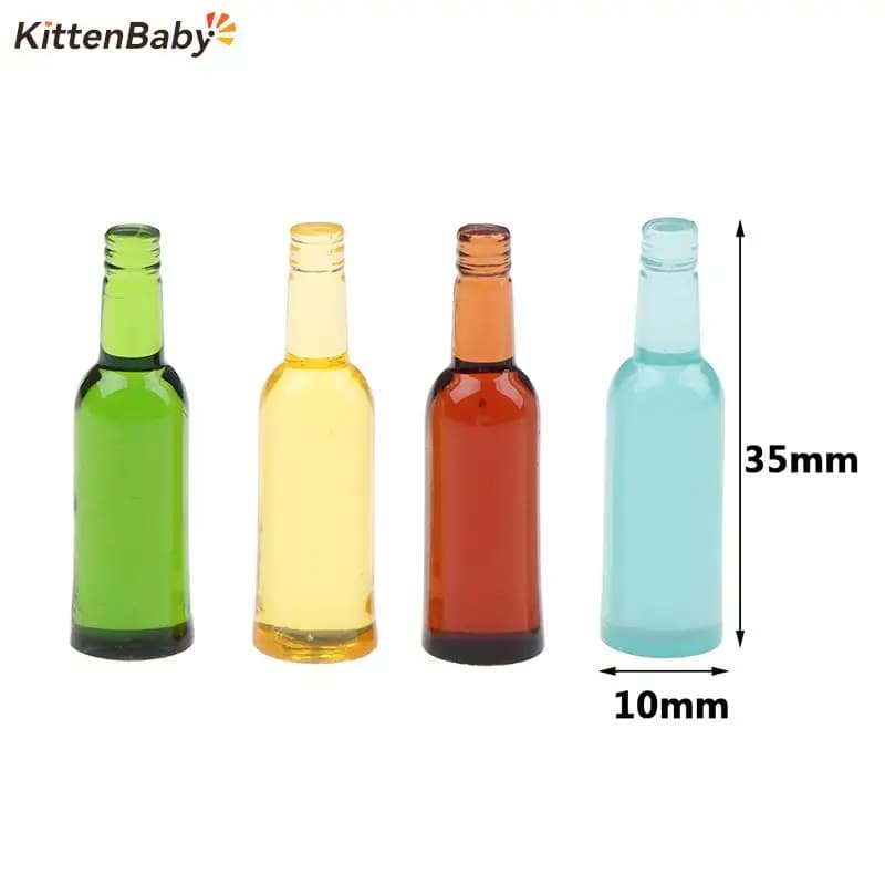 6Pcs di Birra Vino Bottiglia della Bevanda Bambola Food Kitchen Living Room Accessori 1:12 Miniatura casa delle bambole Giocattolo