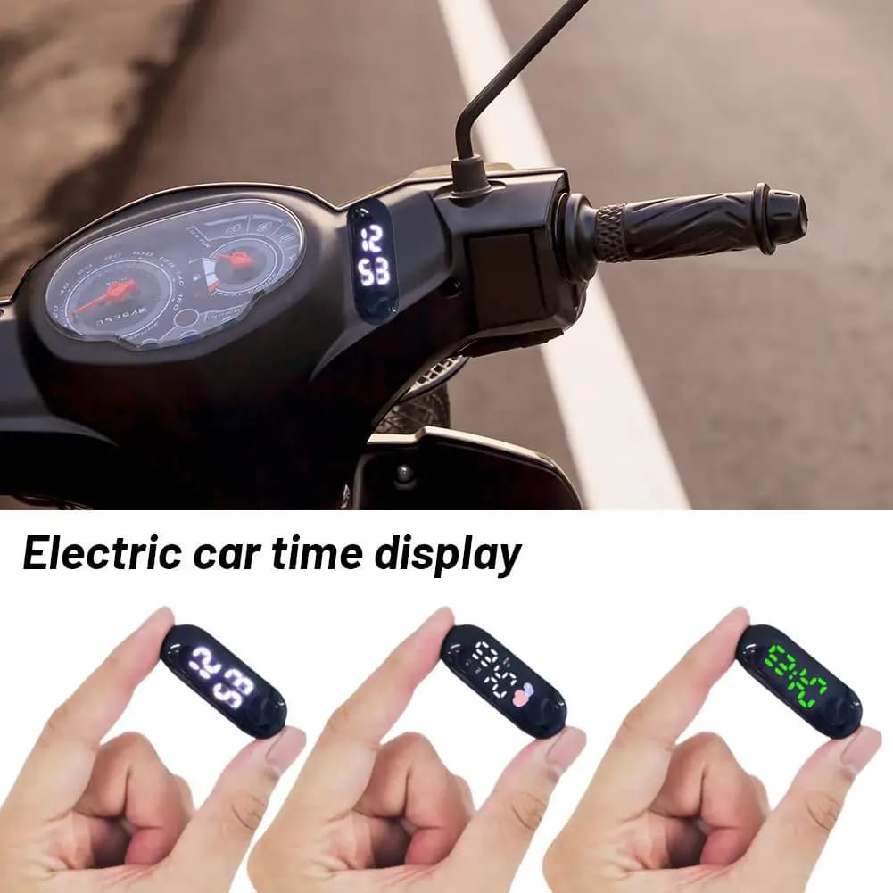 Display digitale dell'ora per scooter elettrico per moto Orologio elettronico portatile Orologio a LED con display digitale luminoso impermeabile