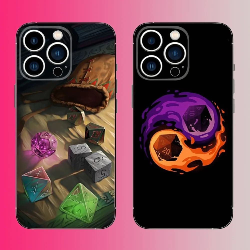 Custodia per telefono Game D-Dungeons D-Dragons D-DND per iPhone 16,15,14,13,12,11,Pro,Max,Plus,Mini,X,XS,XR,8,7,6,S,SE Custodia morbida nera