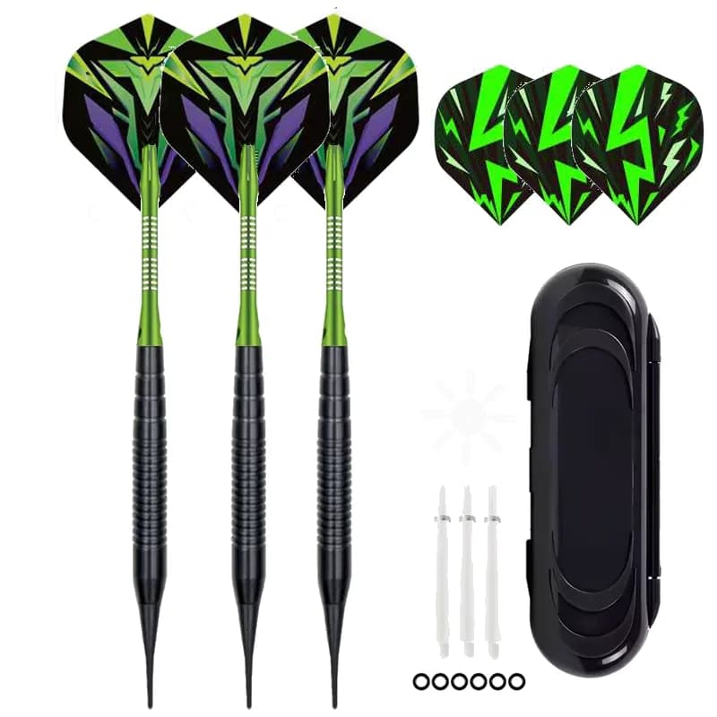 Freccette con punta morbida da 18 g Set di freccette professionali con punta in plastica per interni per giochi di freccette elettroniche Stile verde