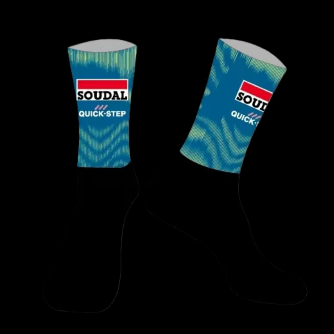 LASER CUT ONE PAIR 2026 SOUDAL QUICK STEP Team Cycling Socks Antislip Bike Racing MITI Breathable FOR Men and Women
