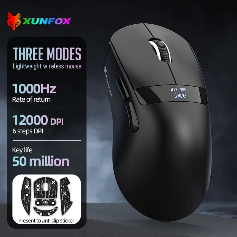 H9 mouse Lightweight PAW3311 Gaming three-mode wireless Bluetooth Old Mouse Charging RGB with display
