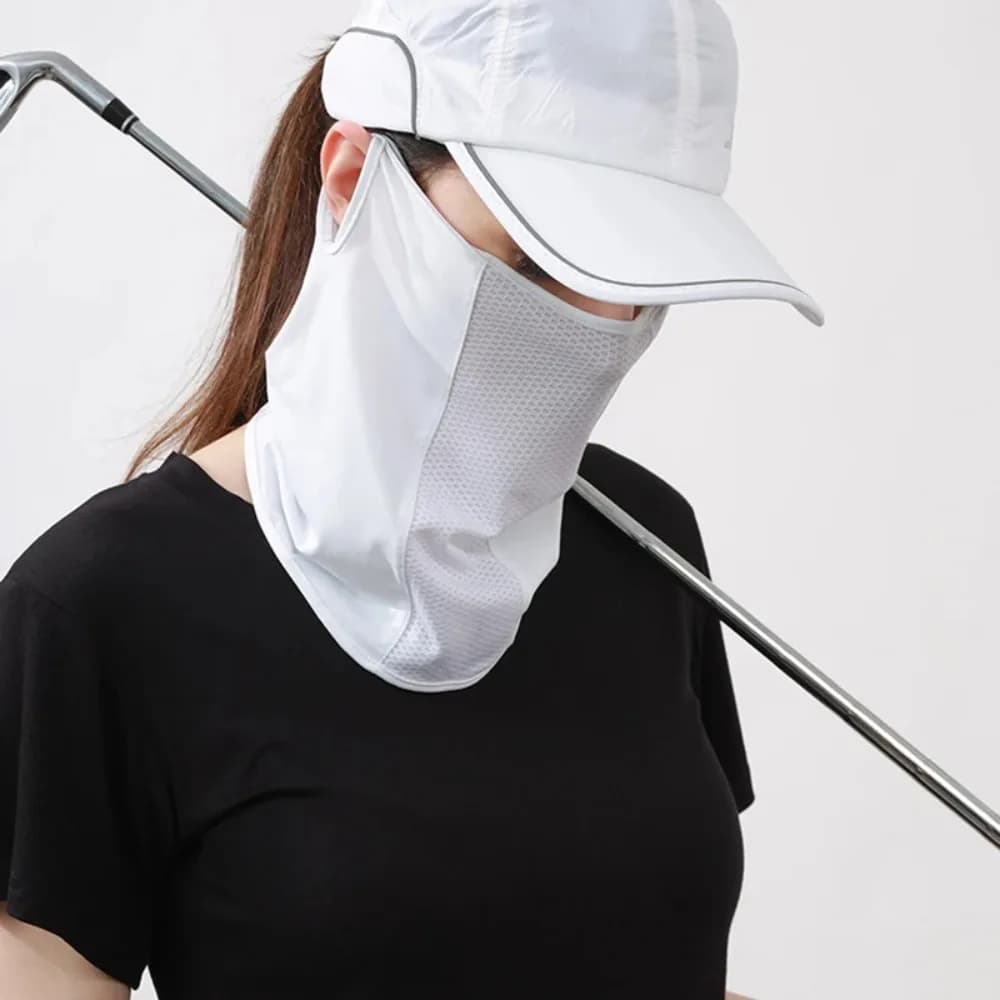 Maschera da golf traspirante Protezione UV Protezione solare Ghetta per il collo con passanti elastici per le orecchie per uomo Donna Accessori per sport all'aria aperta