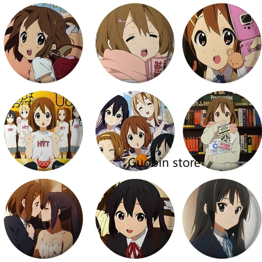 58mm Anime K-ON Spilla Spille Distintivi Cosplay Hirasawa Yui Akiyama Mio Spille Borse Petto per Zaini Abbigliamento Gioielli