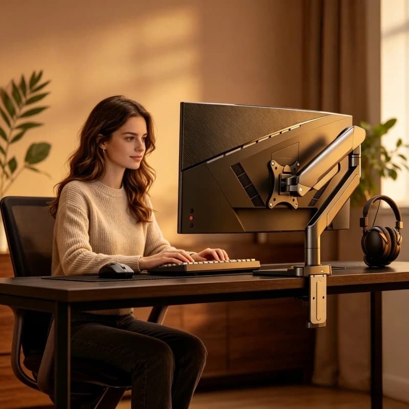 Supporto universale da scrivania per monitor singolo fino a 32 pollici, 19,8 libbre, regolabile, braccio per monitor.