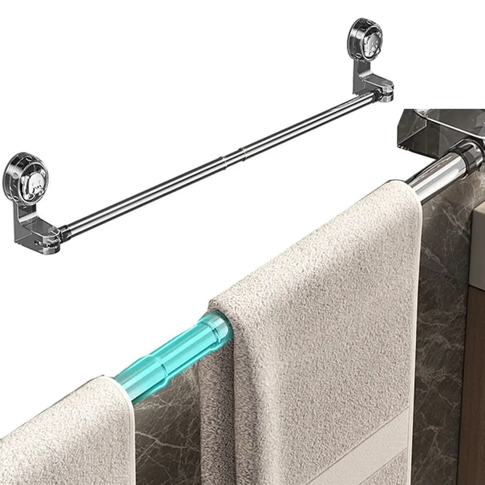 Portasciugamani retrattile a ventosa Portasciugamani da bagno ruotato senza perforazione Asta portasciugamani singola traspirante rimovibile Bagno