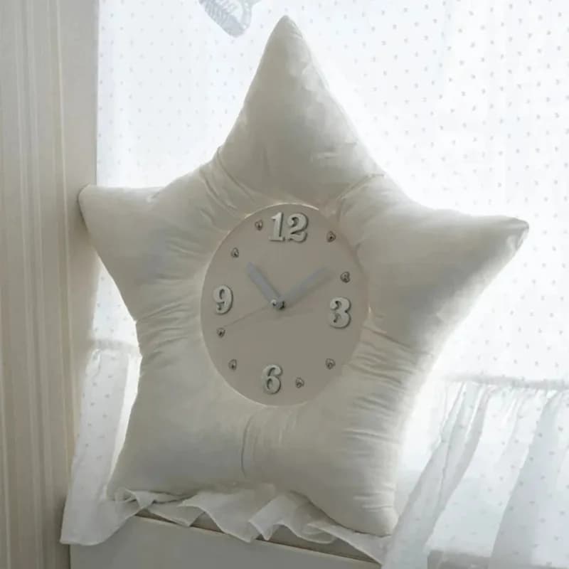 Orologio da Parete con Stelle Argentate, Stile Coreano, Creativo, per Sfondo Fotografico, Decorazione per Soggiorno e Camera da Letto