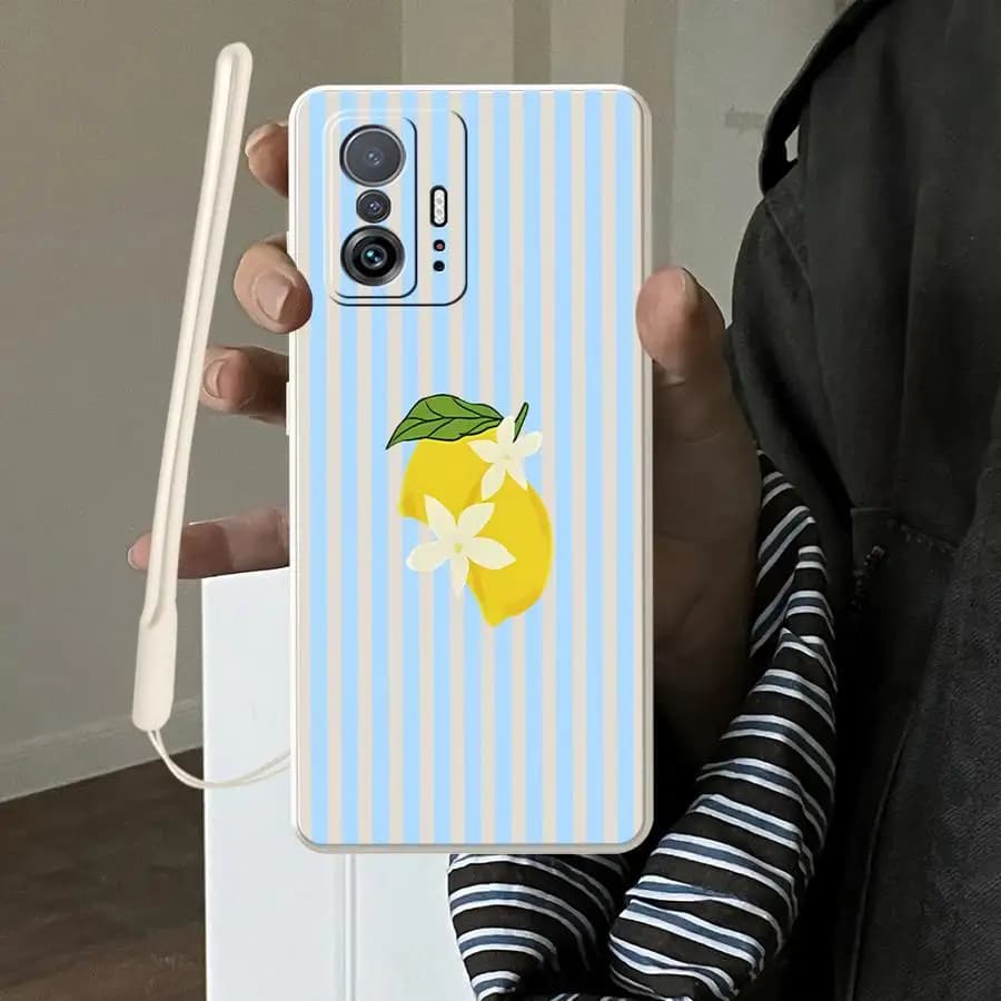 Lemon Cool Stripe Pattern Case for Xiaomi Mi 11 12 Lite 13 10T 11T 12T Pro Soft Funda Back Phone Cover