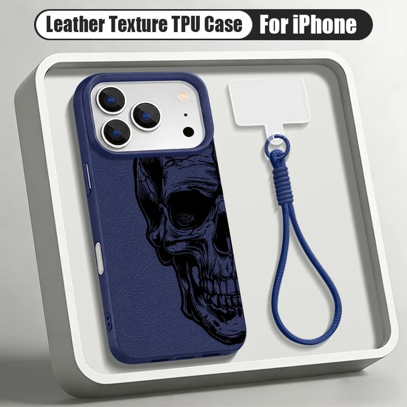 Skeleton Skull patterned With Wrist Strap TPU Phone Case For iPhone 17e 17 Pro Max 16 15 14 13 Pro Max 16e Soft Silicone Cover
