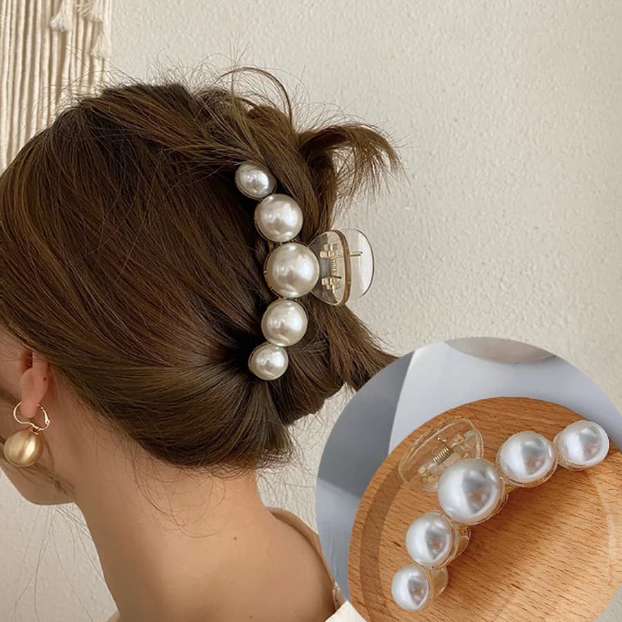 Fermagli per capelli coreani in acrilico con perle, fermagli a pinza grandi per donna, fermaglio a granchio per ragazza, fermaglio a squalo, accessori per capelli alla moda