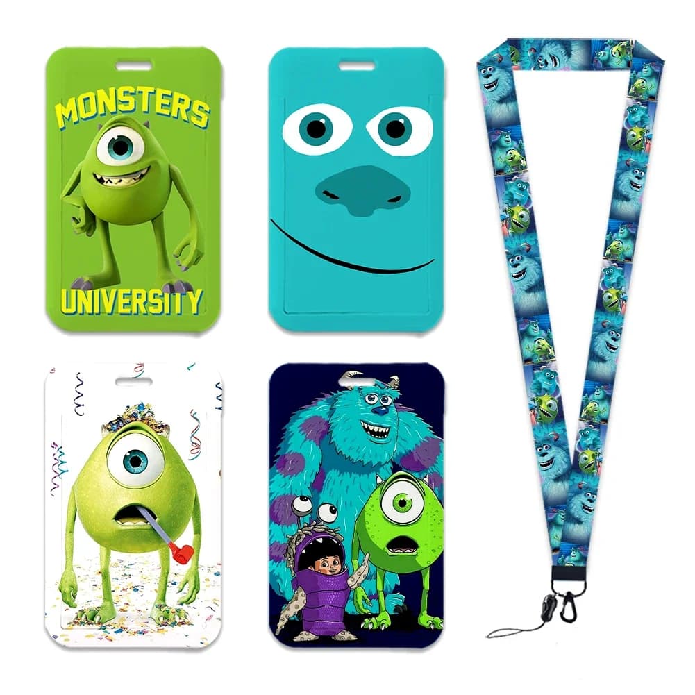 Disney Monsters University Card Case ID Badge Holder Strap Students Bus Pass Case Cover Slip Bank Credit Card Holder Lanyards