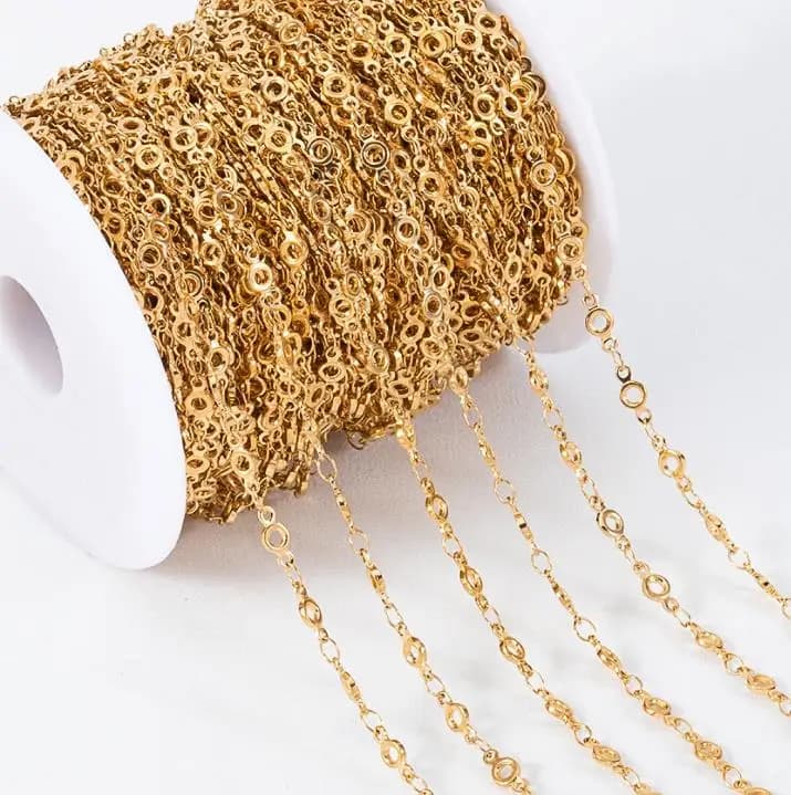 Catena a maglie a cerchio piccolo cavo in acciaio inossidabile da 1 metro per accessori per la creazione di gioielli con collane e braccialetti fai-da-te
