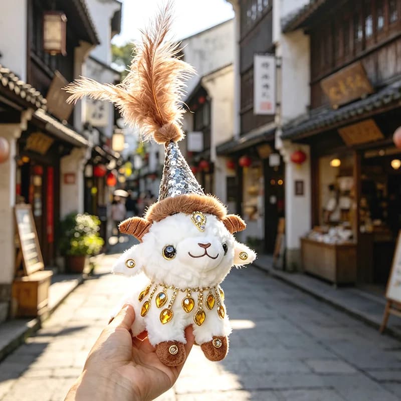 Cute Chinatown Boutique Lamb Plush Doll Featured Decorative Lamb Plush Toy Soft Stuffed Animal Xinjiang Travel Souvenir