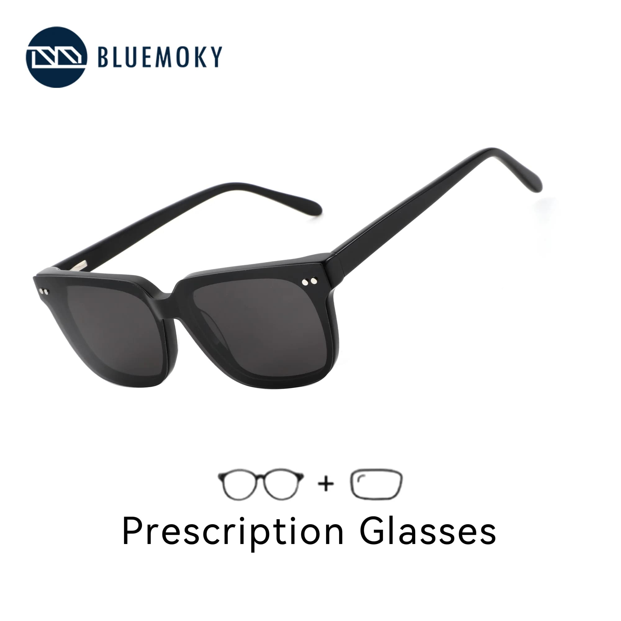 BLUEMOKY Acetate Square Prescription Sunglasses For Men Polarized UV400 Myopia Optical Sun Glasses Progressive Sun Shades