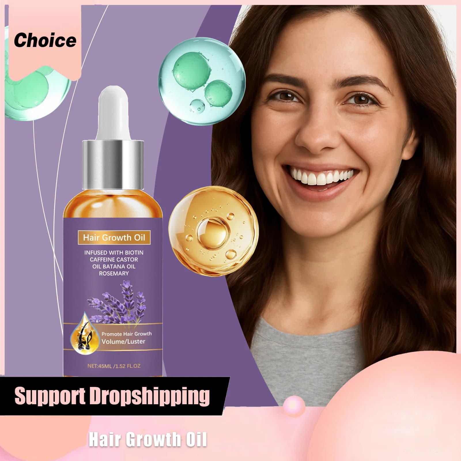 Olio per la Crescita dei Capelli con Biotina ed Estratti Naturali, Nutre in Profondità, Lenisce il Cuoio Capelluto, Ripara i Danni, Riduce la Caduta, Idrata le Essenze dei Capelli