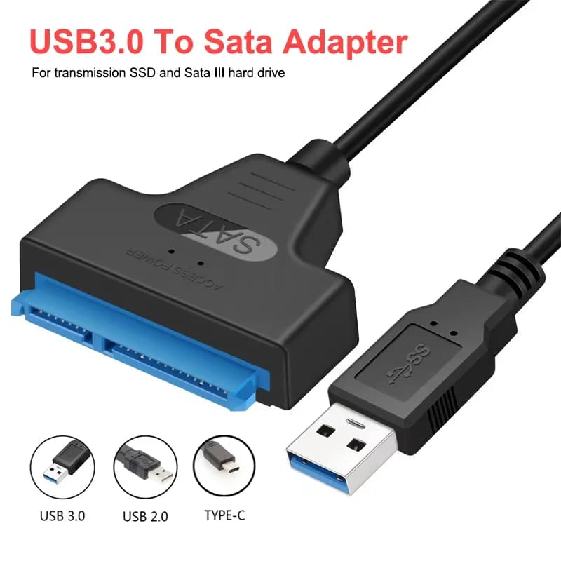 Cavo SATA a USB 3.0/2.0 Cavo USB C SATA III da 6 Gbps per disco rigido SSD HDD esterno da 2,5 pollici Cavo SATA 3 a 22 pin per PC