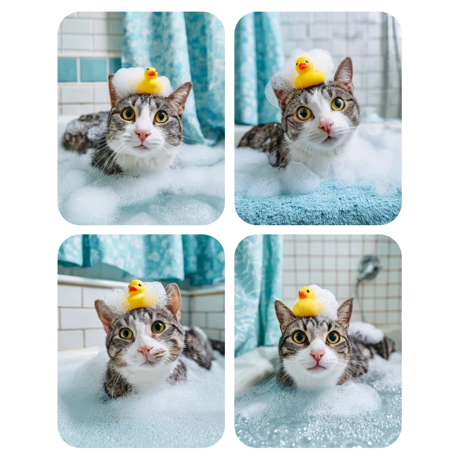 Hand Paint Cute cat taking a bath Painting By Numbers Kit DIY Acrylic Artwork Canvas Art Gift Home