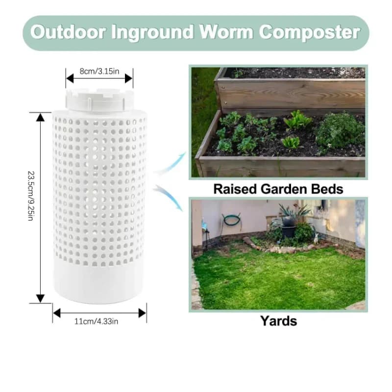 Kit Compostiera Sotterranea per Vermicompost, Sistema di Decomposizione dei Rifiuti Organici Ecologico per Giardino e Orto Domestico, Ideale per Aiuole Rialzate