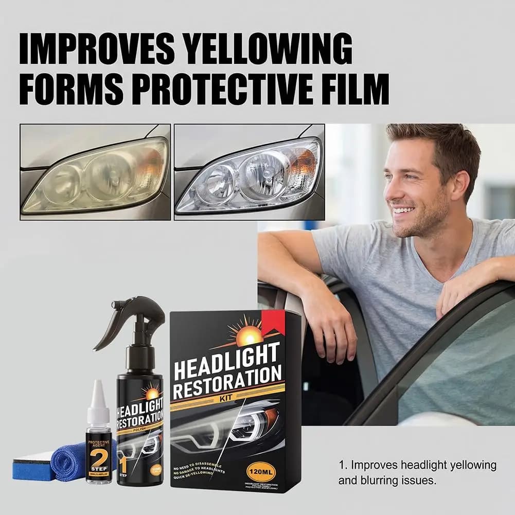Kit di Restauro Fari Auto, Set per Riparazione e Lucidatura Fari, Kit Anti-Graffio per Pulizia e Manutenzione Fari, Accessori Auto