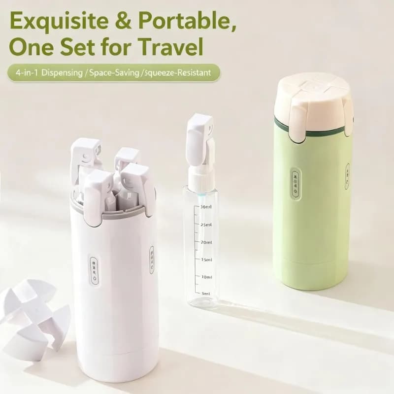 4Pcs Refillable Travel Pump Bottle Kit Leak Proof Portable Liquid Cosmetic Storage Practical Travel Toiletry Supplies Spice