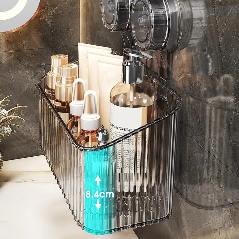 Glue Free Installation Bath Baskets Waterproof Non Drilling Suction Cup Shelf Shampoo Conditioner Soap Razor Organizer