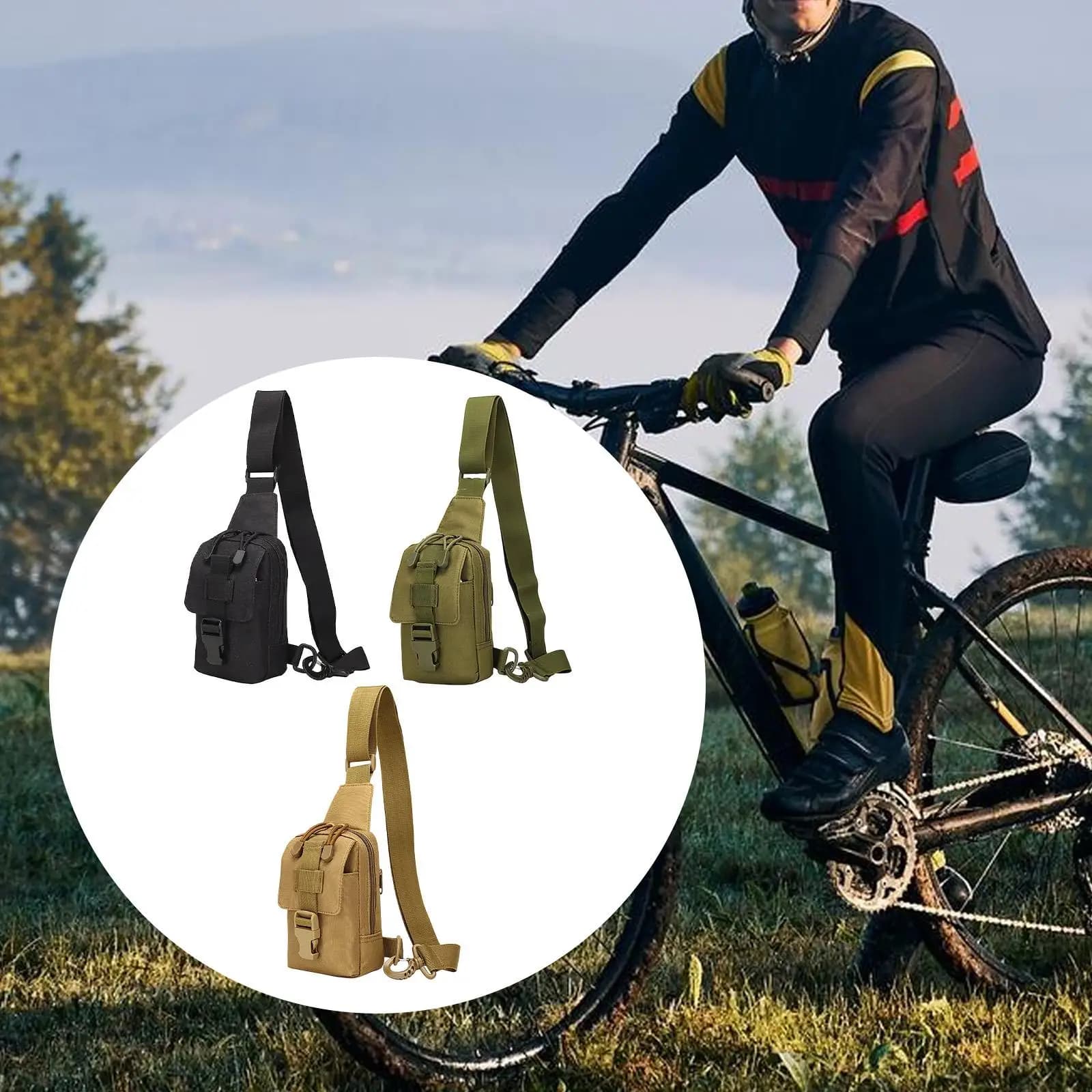 Piccola Borsa da Petto, Borsa a Tracolla, Marsupio con Cintura per Campeggio, Corsa, Passeggiate, Ciclismo, Sport, Unisex
