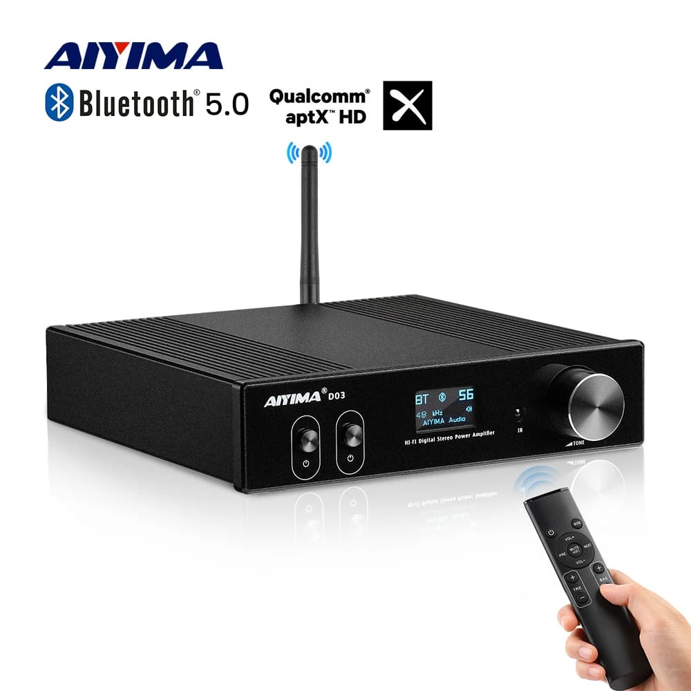 AIYIMA Audio D03 amplificatore Bluetooth 5.0 150 wx2 Stereo HiFi 2.1 Wireless Digital Sound Power Subwoofer amplificatore USB DAC APTX